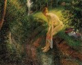 森の水浴び人 1895年 カミーユ・ピサロ 印象派のヌード